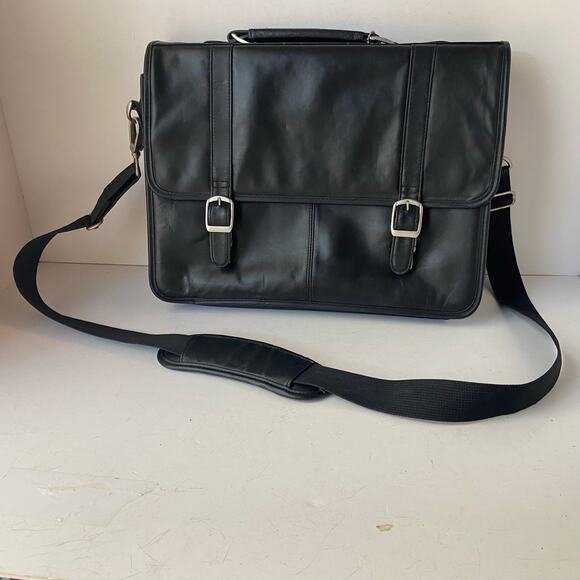 Protocol Leather Briefcase Messenger Bag Satchel Attaché Laptop Case Expandable - Picture 12 of 16